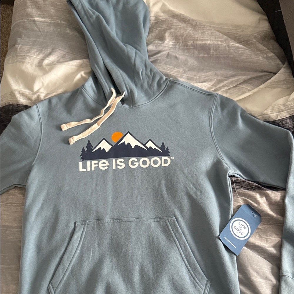 Life Is Good Men's Light Blue Hoodie